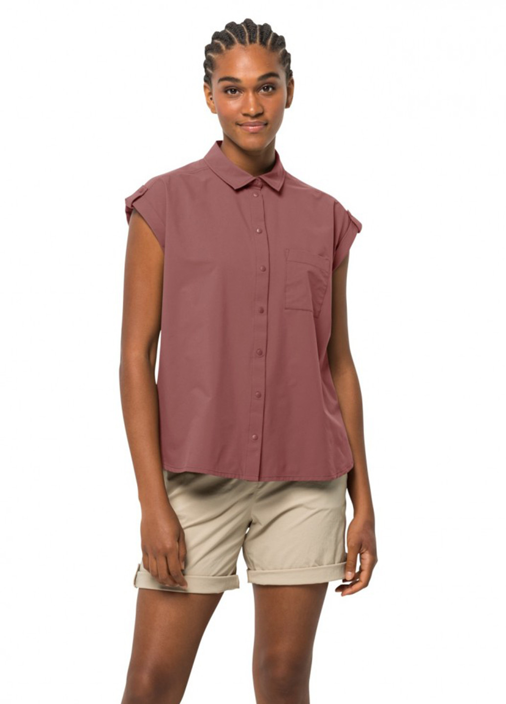 Темно-розовая летняя блуза Jack Wolfskin LIGHT WANDER SHIRT W