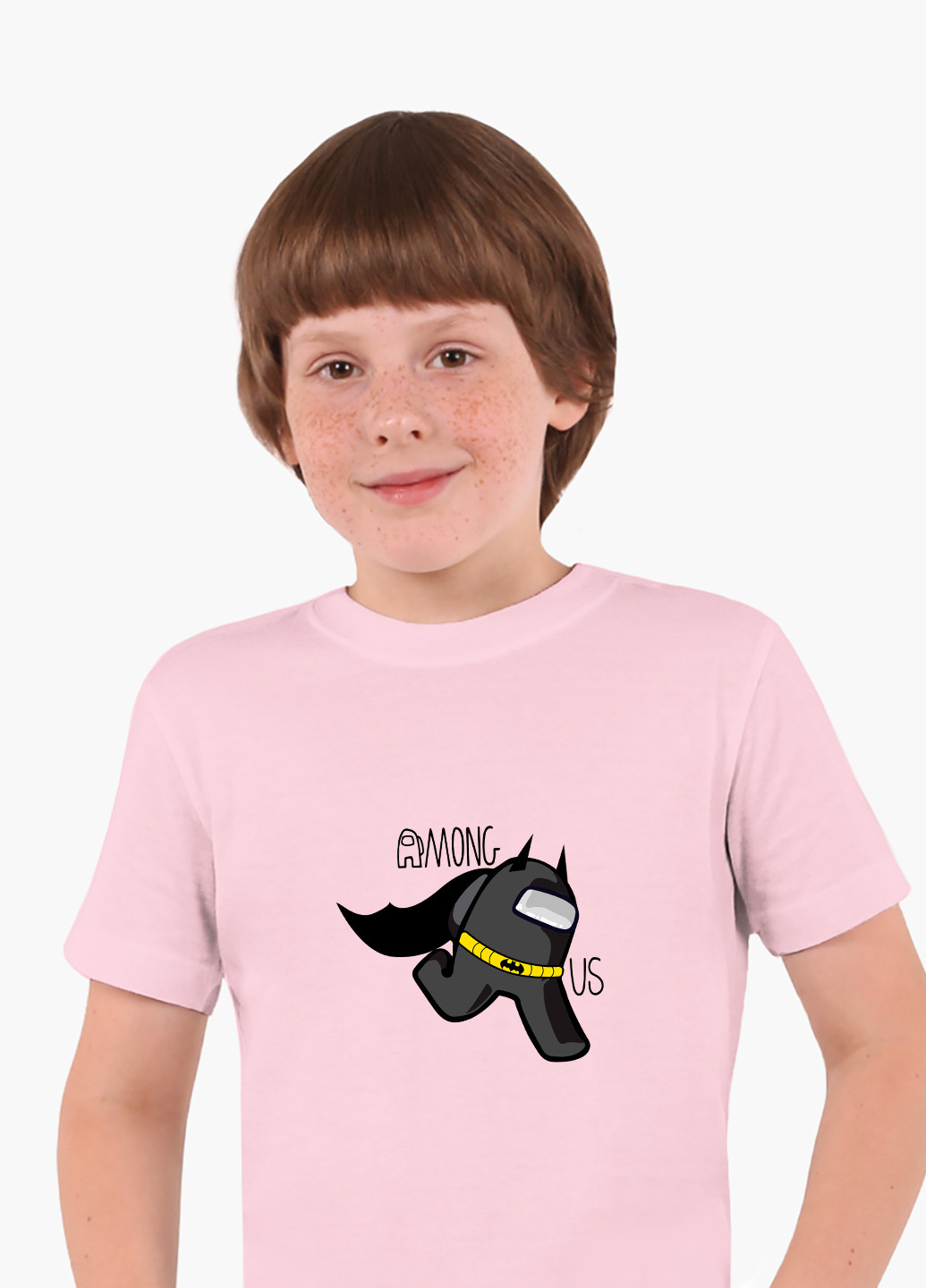 Рожева демісезонна футболка дитяча амонг ас бетмен бетмен (among us batman) (9224-2430) MobiPrint