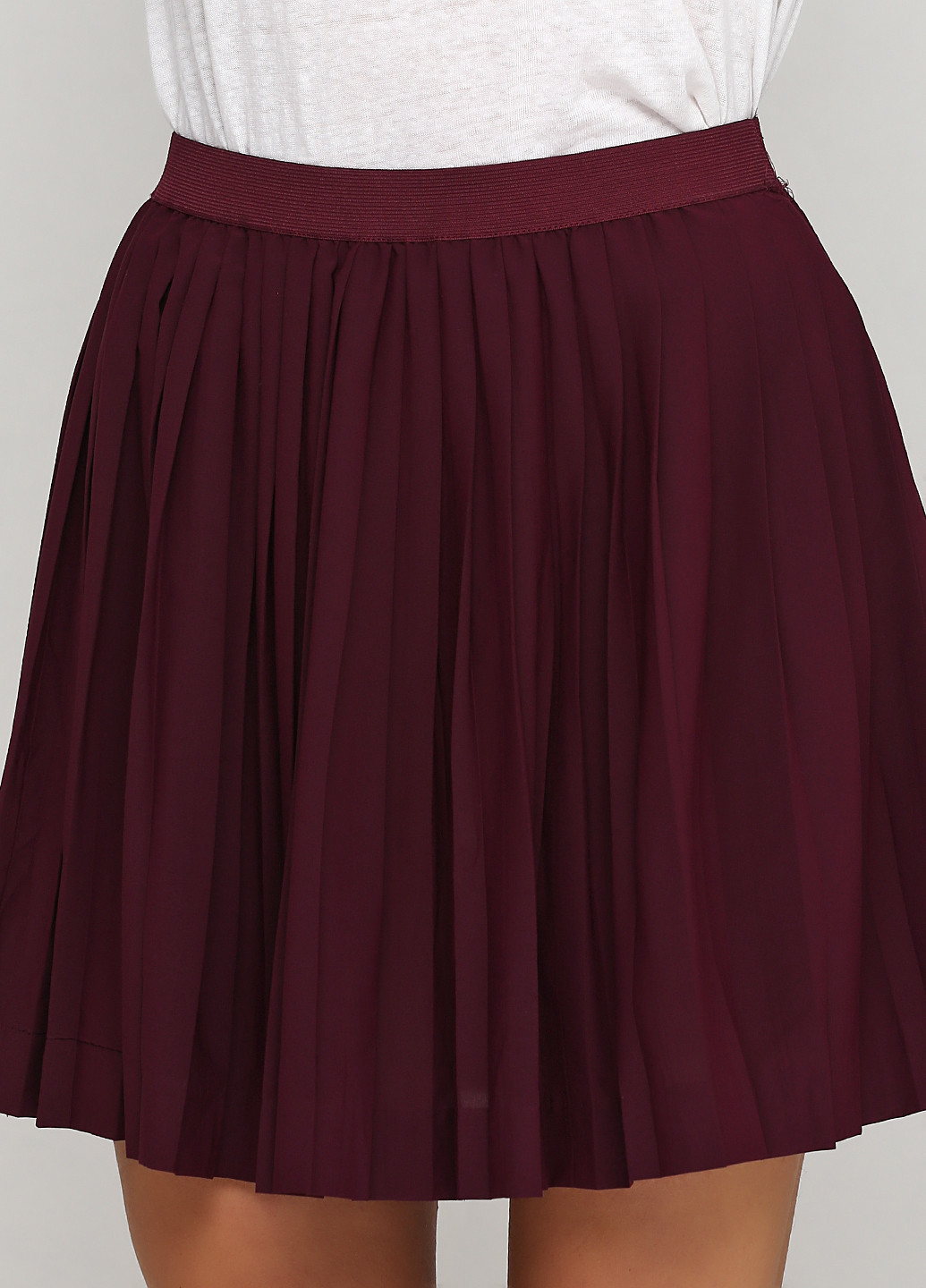 Бордовая кэжуал однотонная юбка H&M клешированная, плиссе