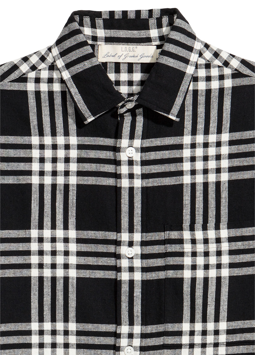 Черно-белая кэжуал рубашка в клетку H&M с коротким рукавом