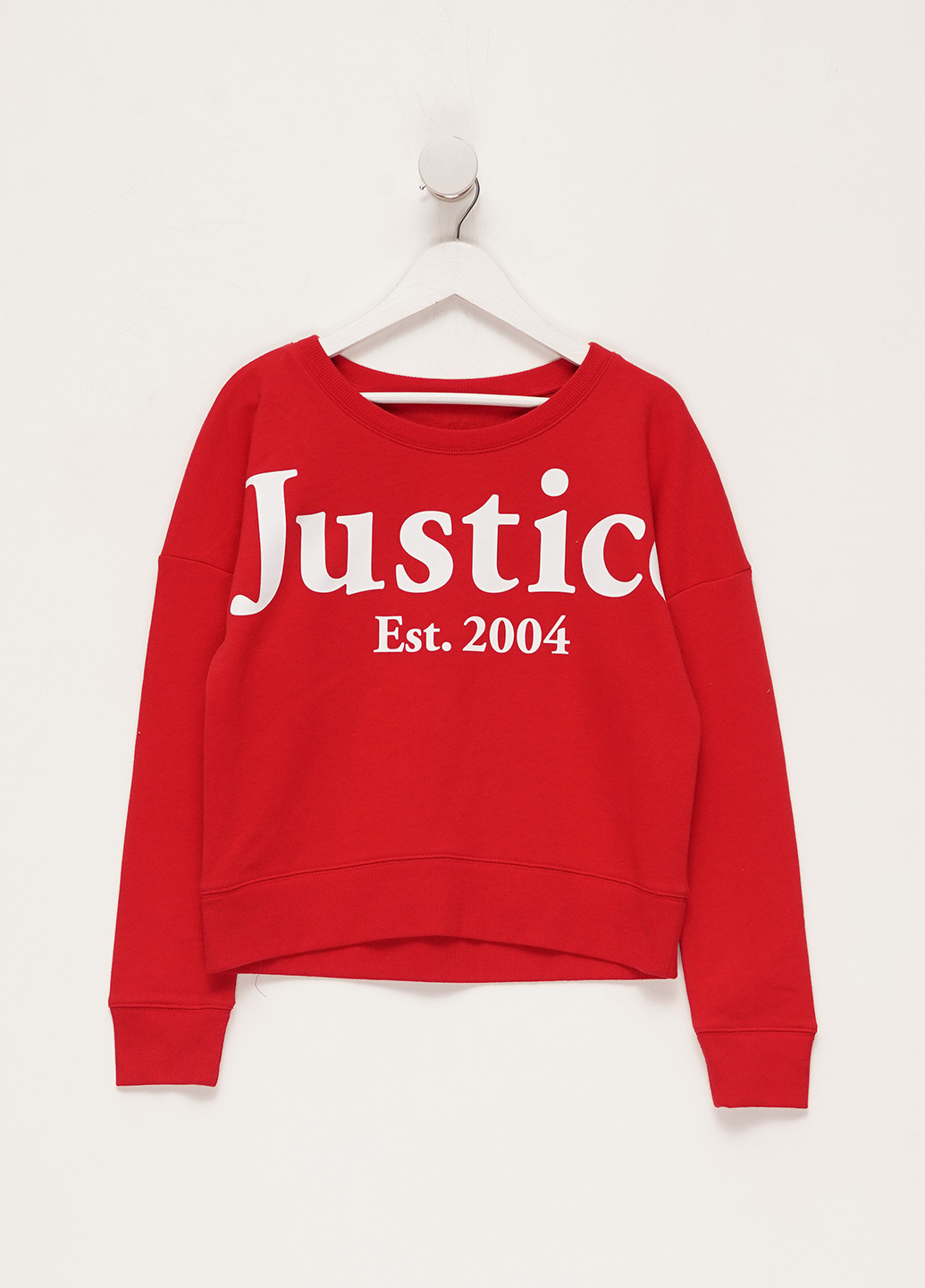 Justice свитшот надпись красный кэжуал хлопок