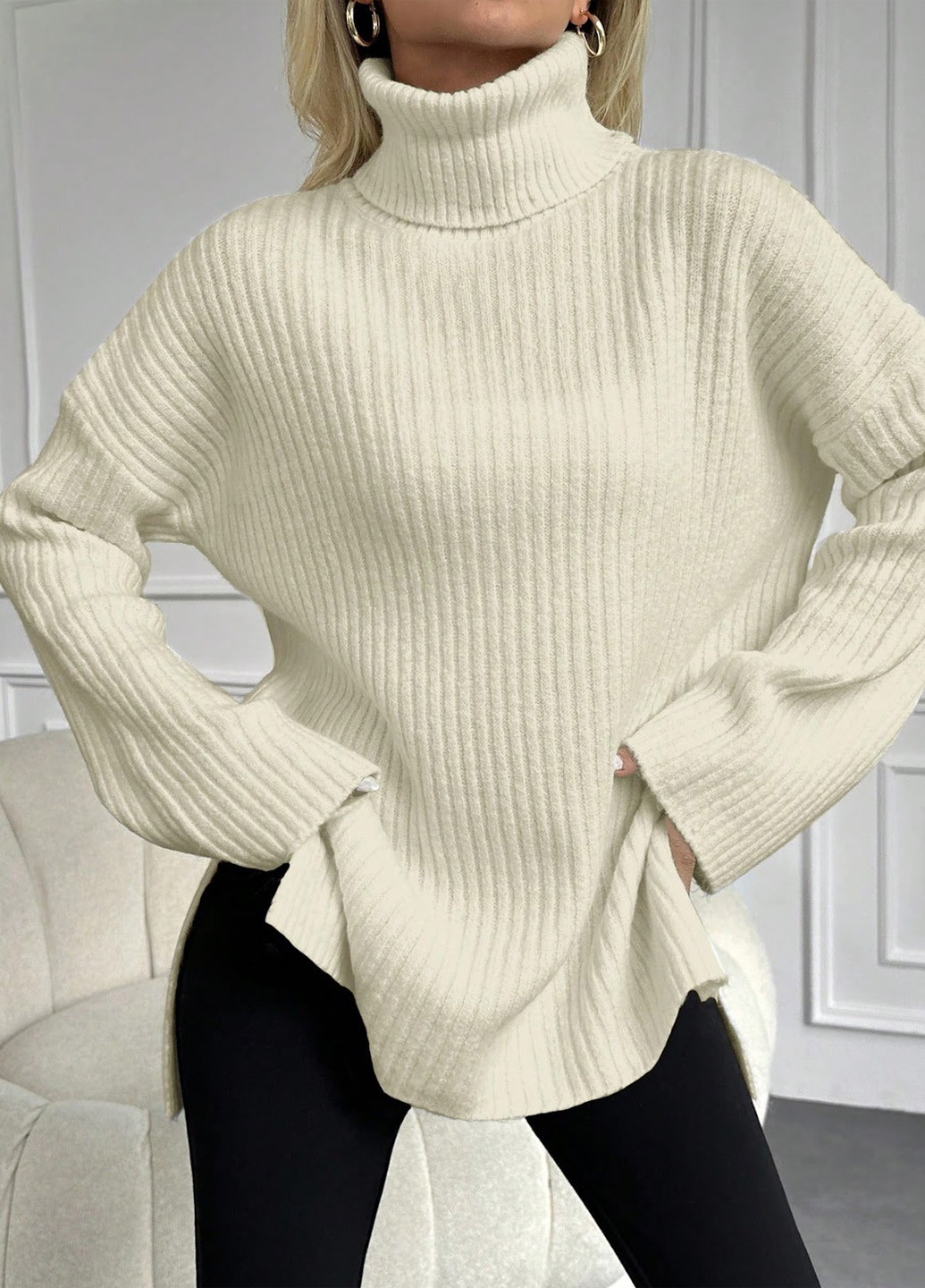 Светло-бежевый демисезонный свитер SHEIN