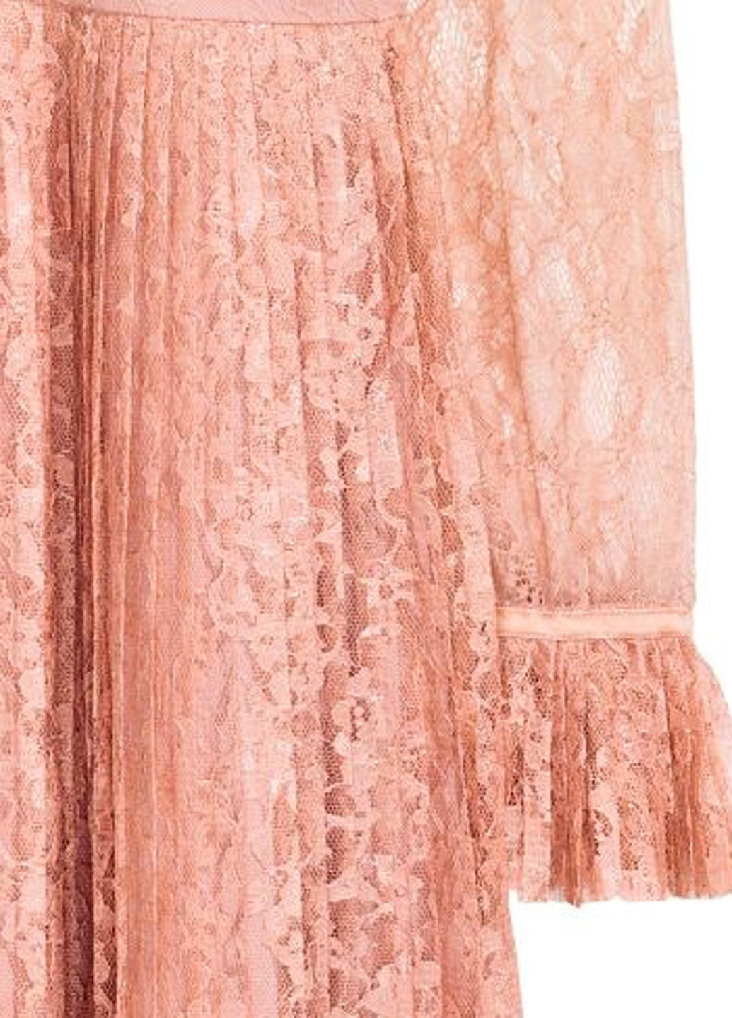 Пудровое коктейльное платье плиссированное H&M однотонное