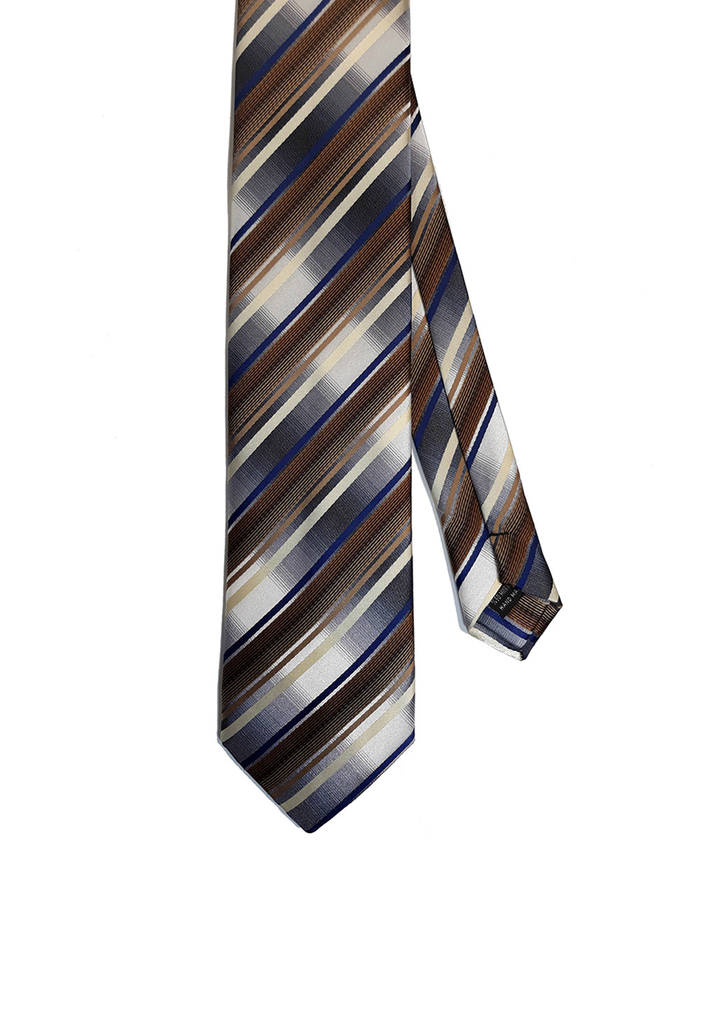 Краватка Franco Riveiro стандартний смужка сіро-коричнева мікрофібра, шовк