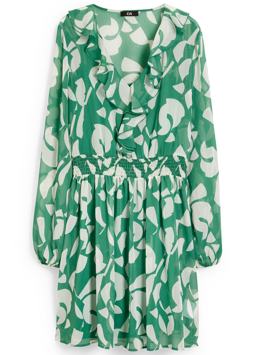 Зеленое кэжуал платье клеш C&A с абстрактным узором
