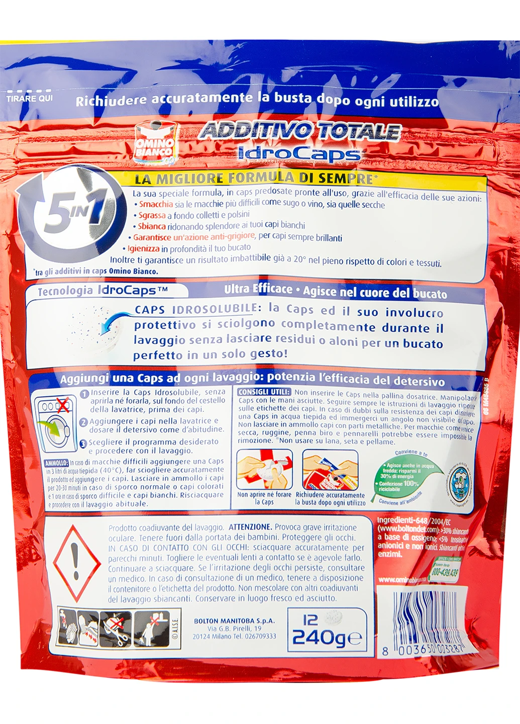 Капсулы для удаления пятен Idro Caps 5 в 1 (12 штук) 240 г OMINO BIANCO (214201144)