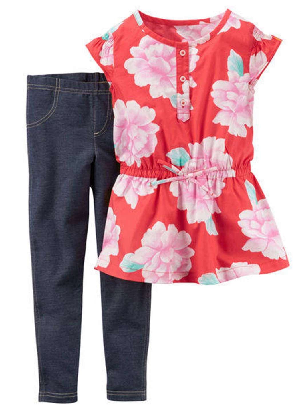 Коралловый демисезонный комплект (туника, леггинсы) Carter's