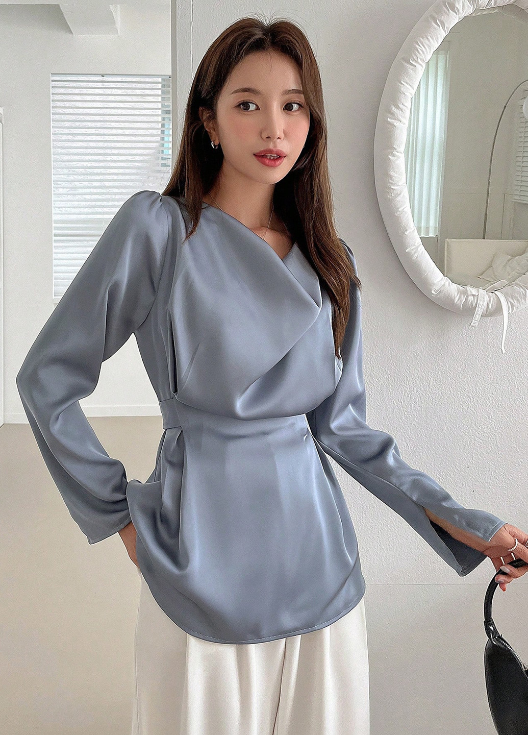 Сіро-голуба блуза SHEIN