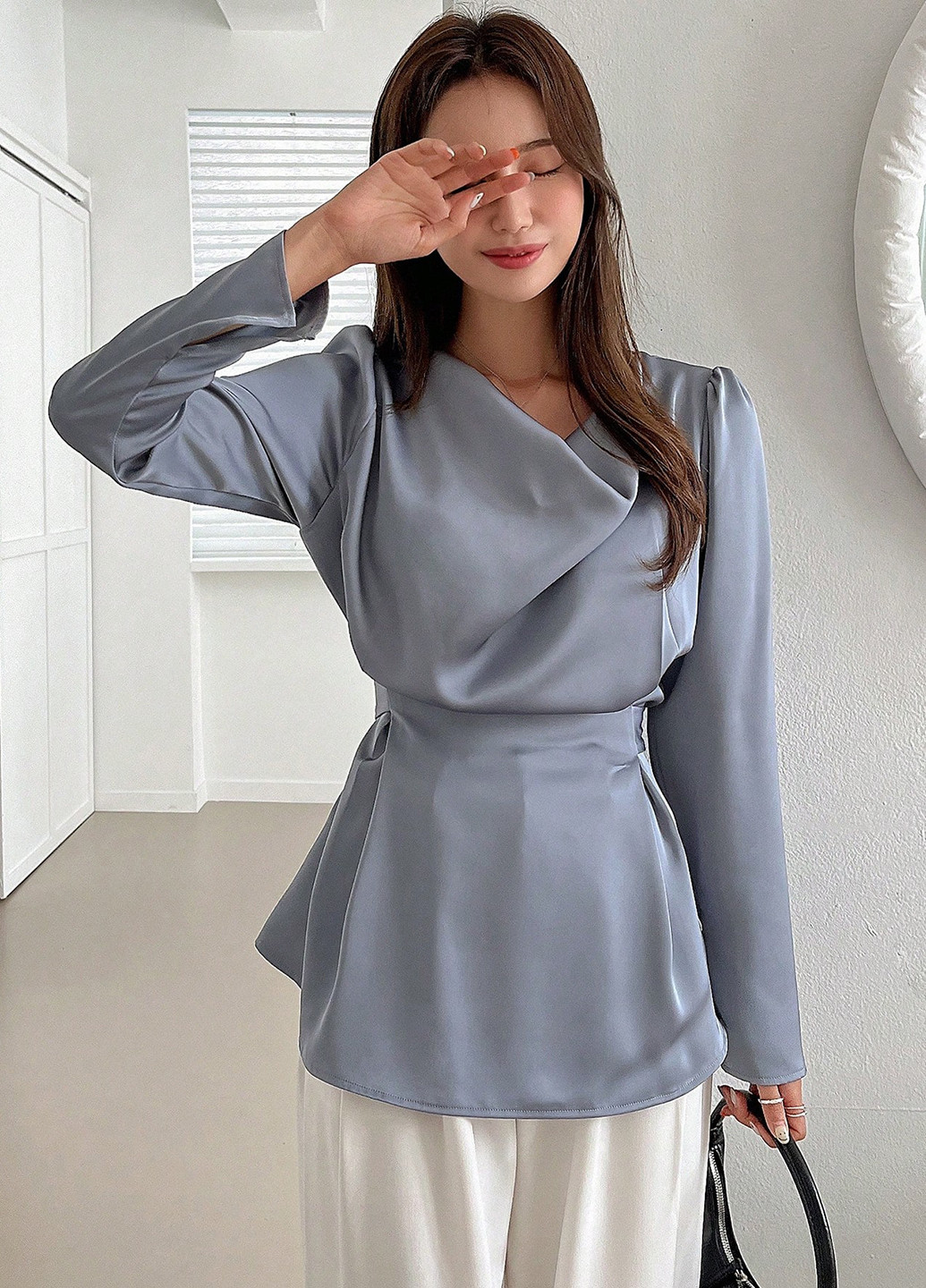 Сіро-голуба блуза SHEIN