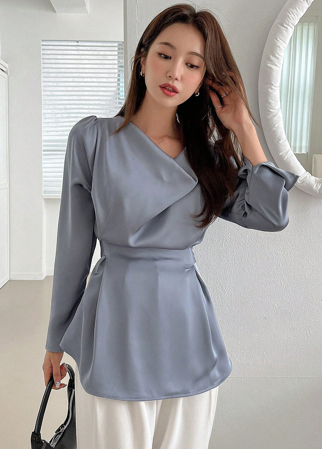 Сіро-голуба блуза SHEIN