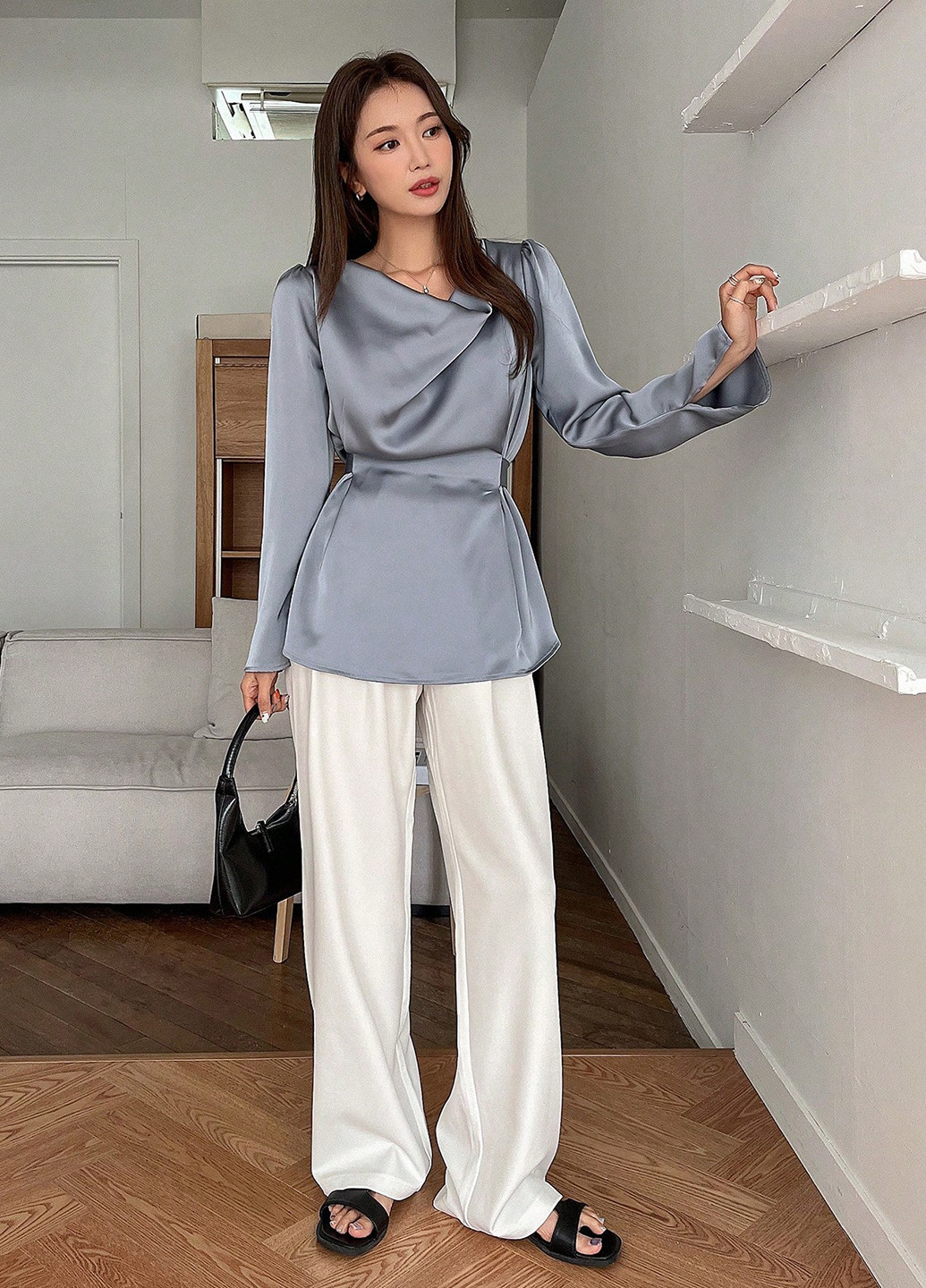 Сіро-голуба блуза SHEIN