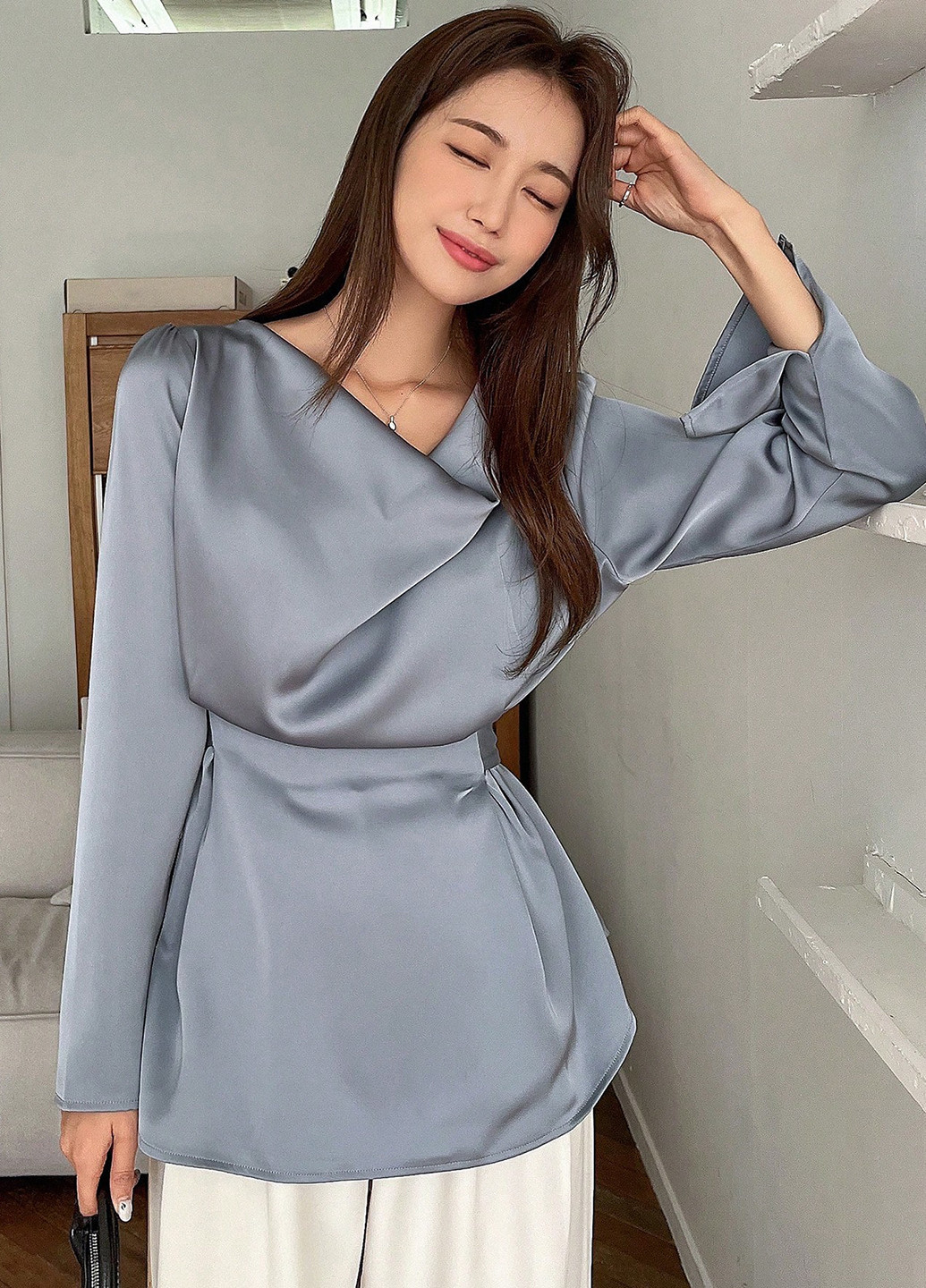 Сіро-голуба блуза SHEIN