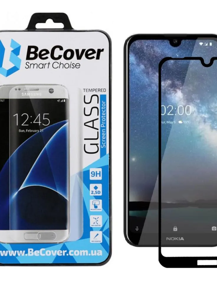 Скло захисне Nokia 2.2 Black (704076) BeCover (203983709)