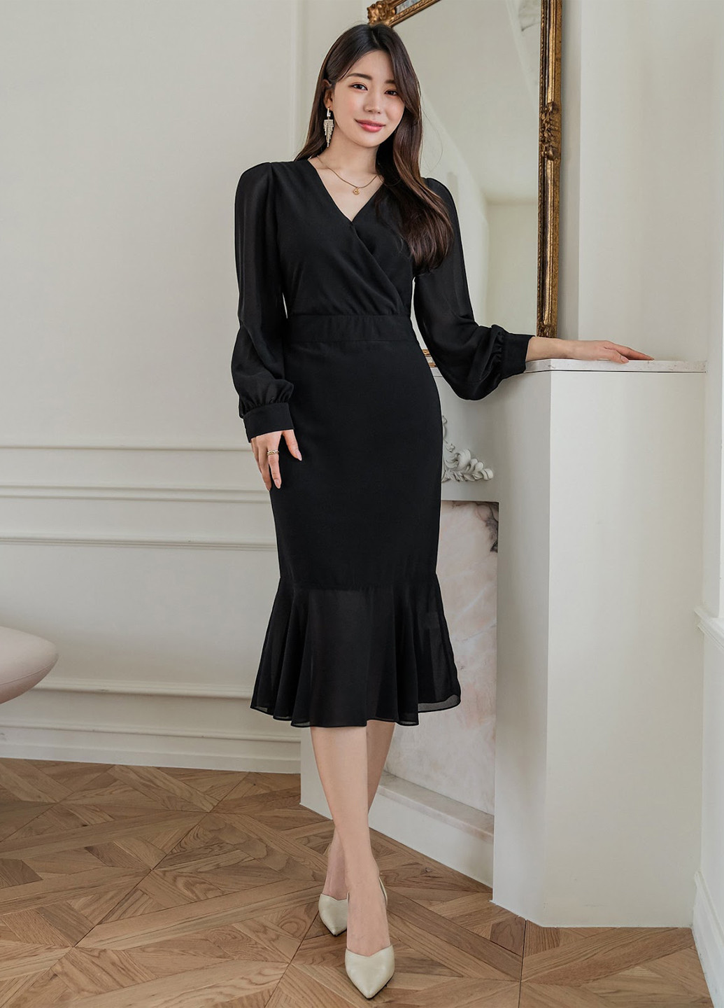 Черное кэжуал платье годе SHEIN однотонное