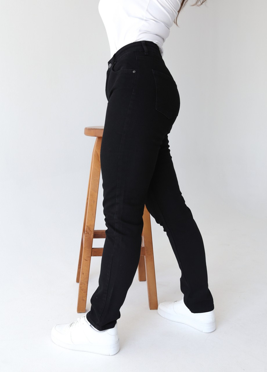 Джинсы женские МОМ с высокой талией черные MOM John Richone - (254032196)