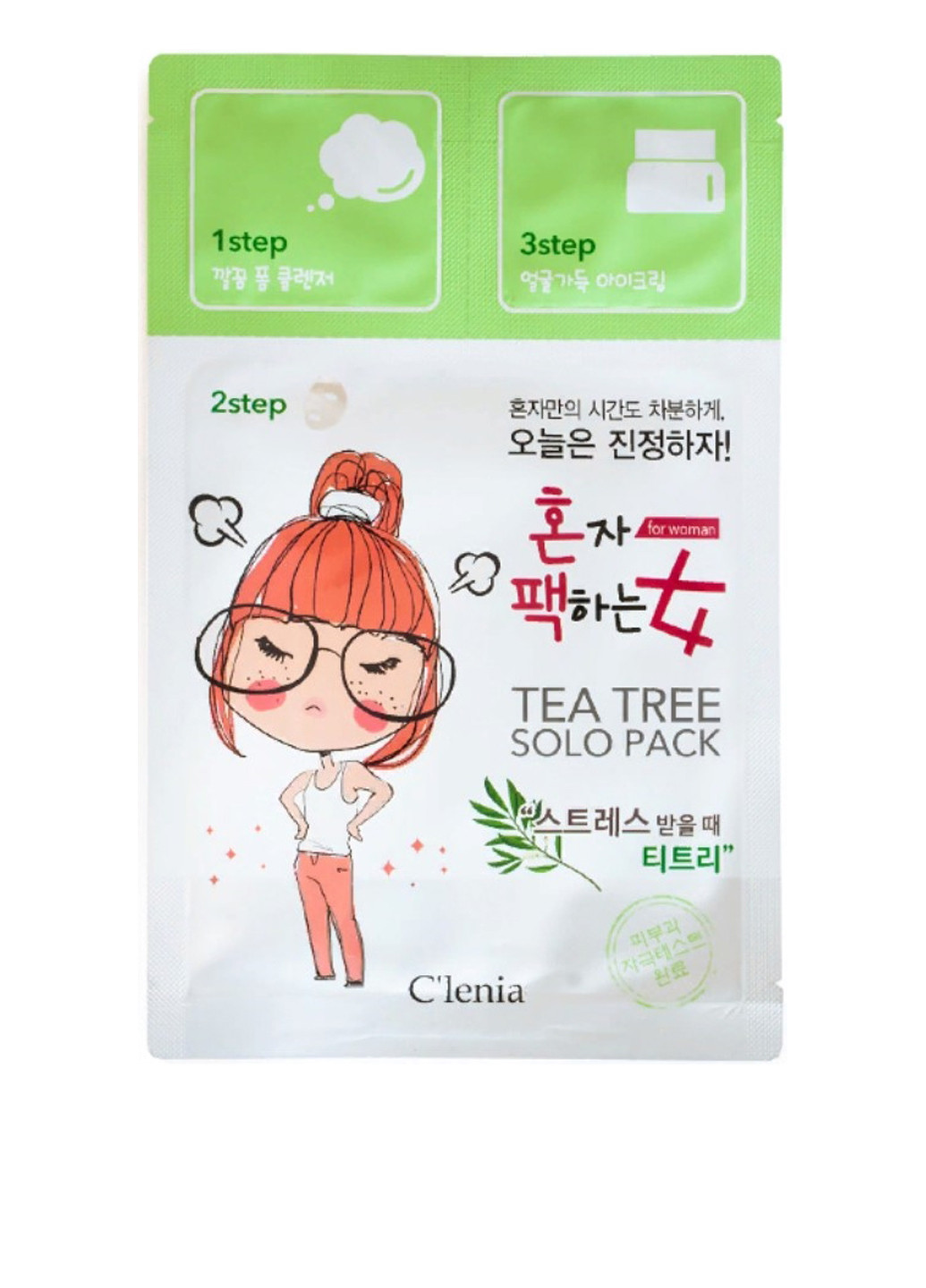 Маска для обличчя 3-х крокова Solo Pack Woman Tea Tree 3 Step Mask, 1.5мл / 25мл / 1.5мл Clenia (179701517)