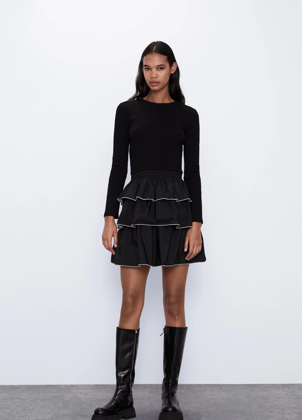 Черное кэжуал платье Zara однотонное