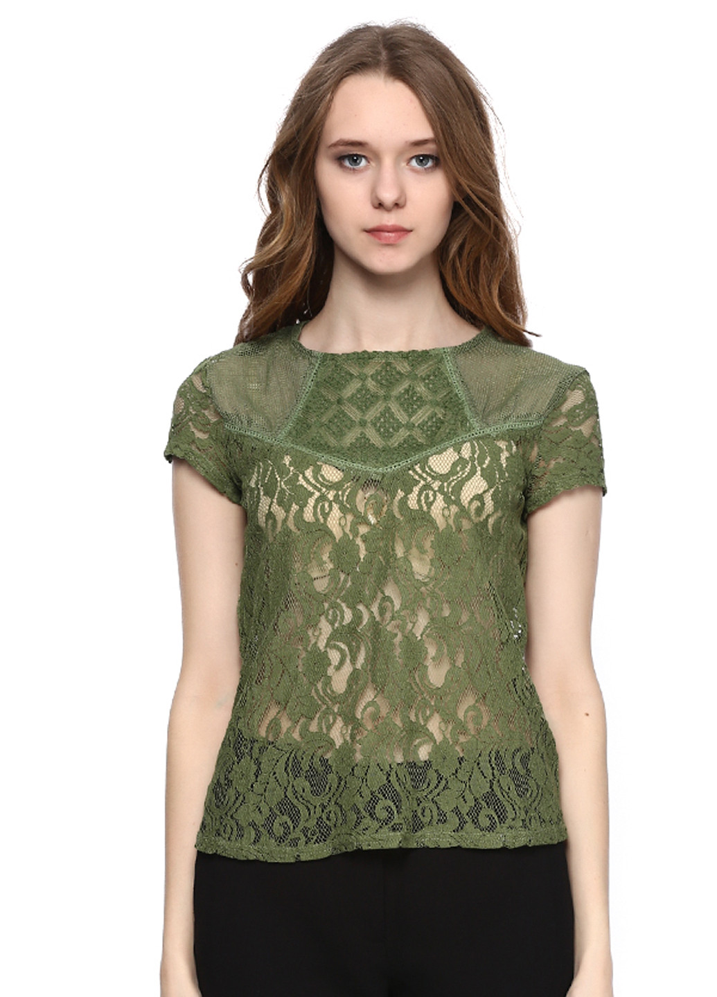 Оливковая (хаки) летняя блуза Яavin