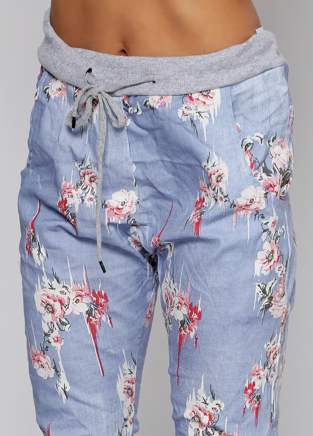 Голубые кэжуал летние зауженные брюки Moda Italia