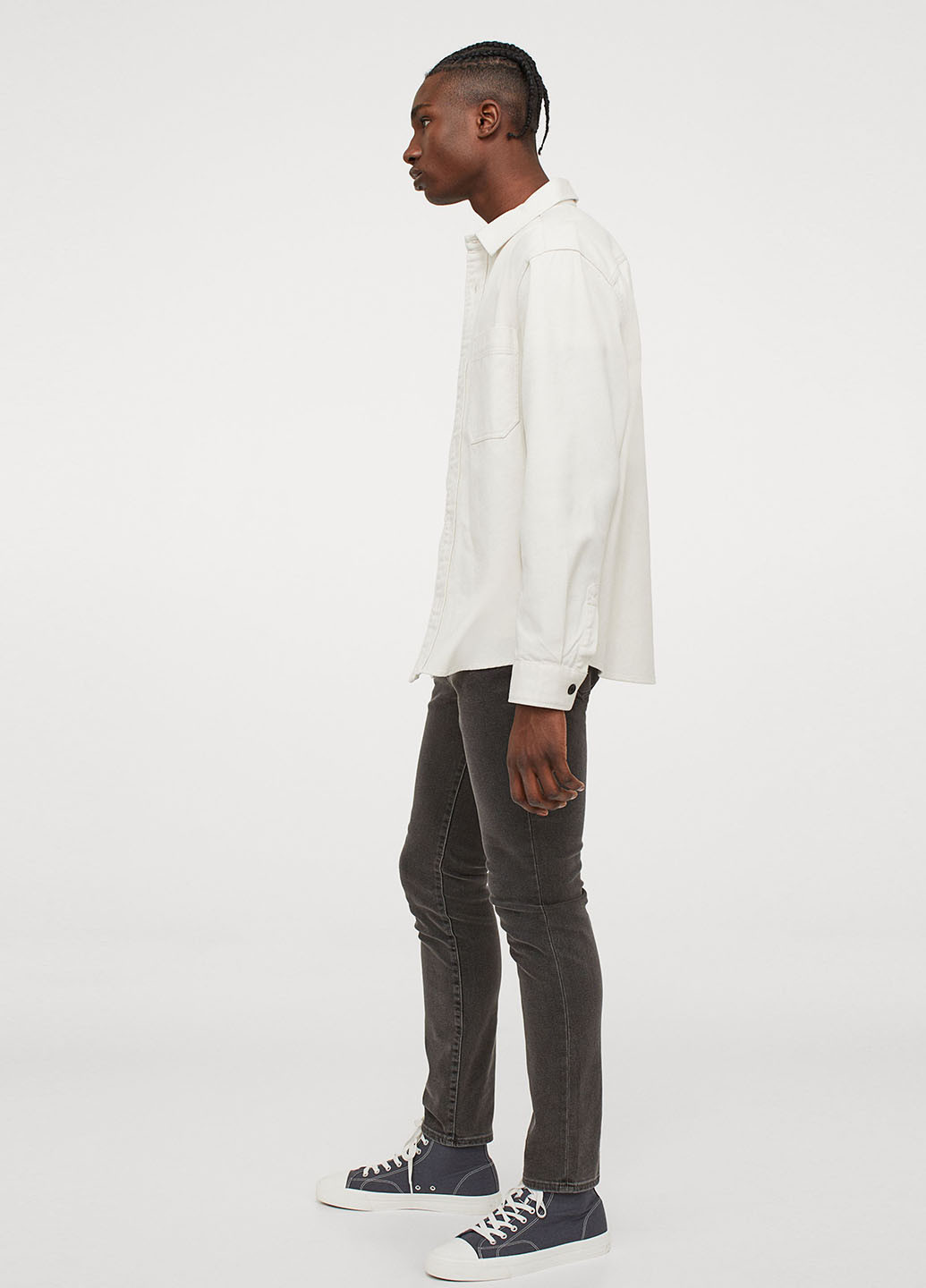 Джинси H&M завужені однотонні темно-сірі джинсові бавовна