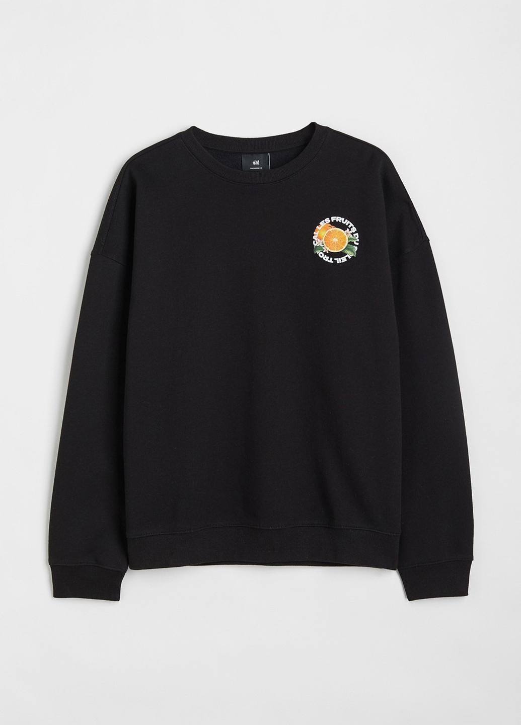 Чорний світшот H&M малюнок без декору (314704418)