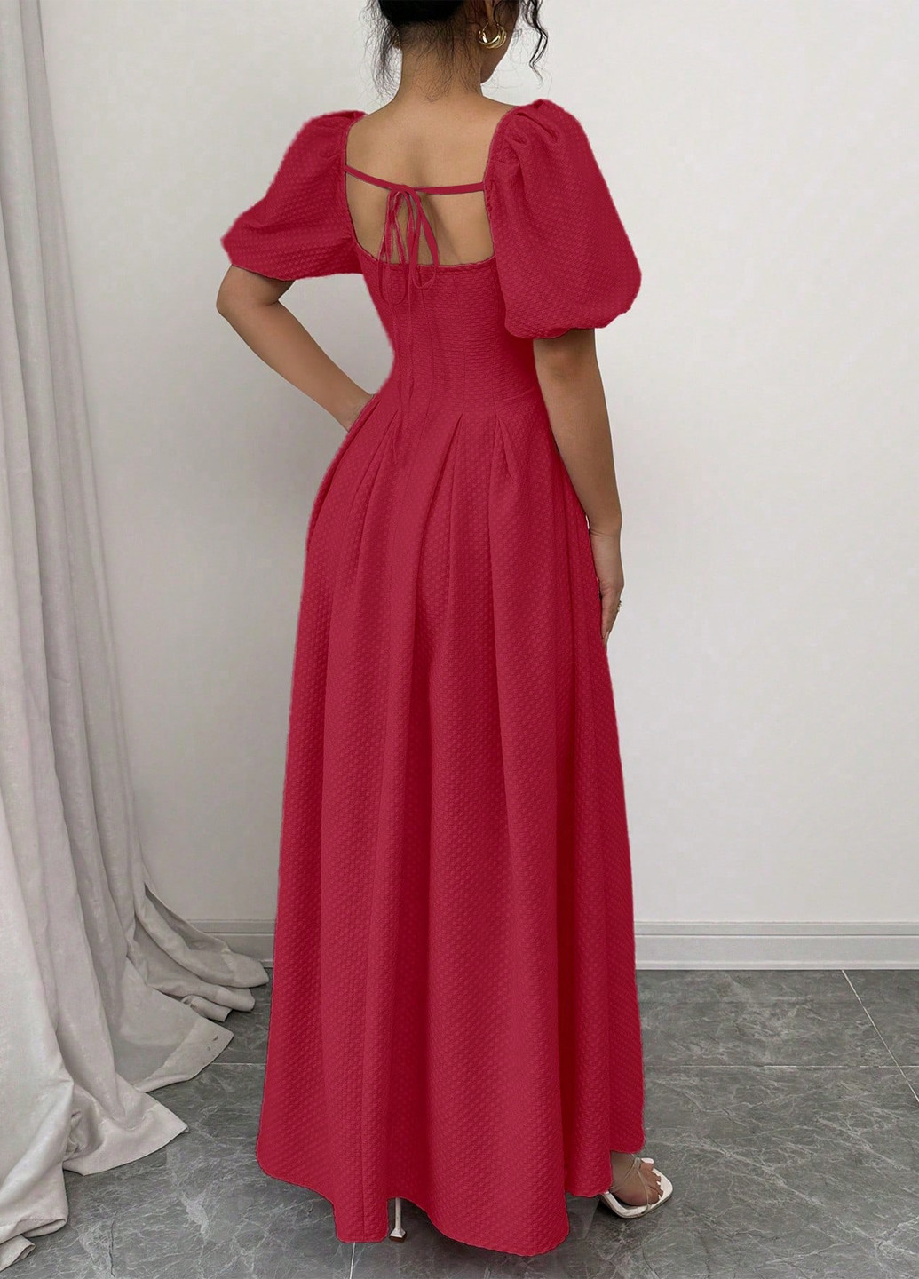 Червона святковий, вечірня сукня кльош SHEIN однотонна