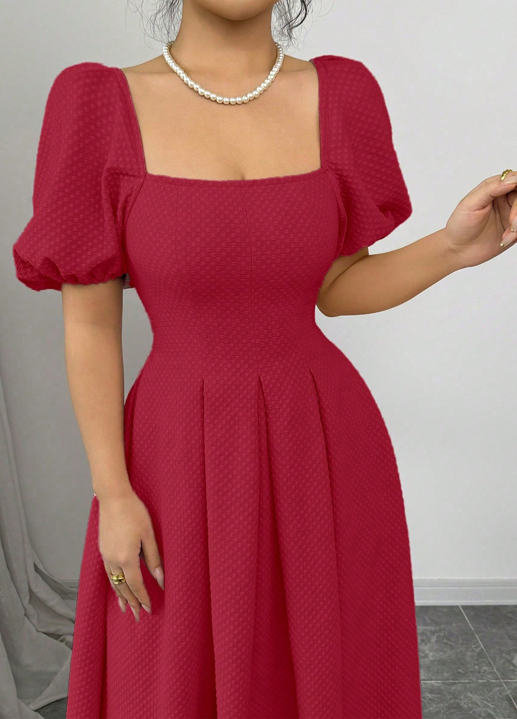 Червона святковий, вечірня сукня кльош SHEIN однотонна