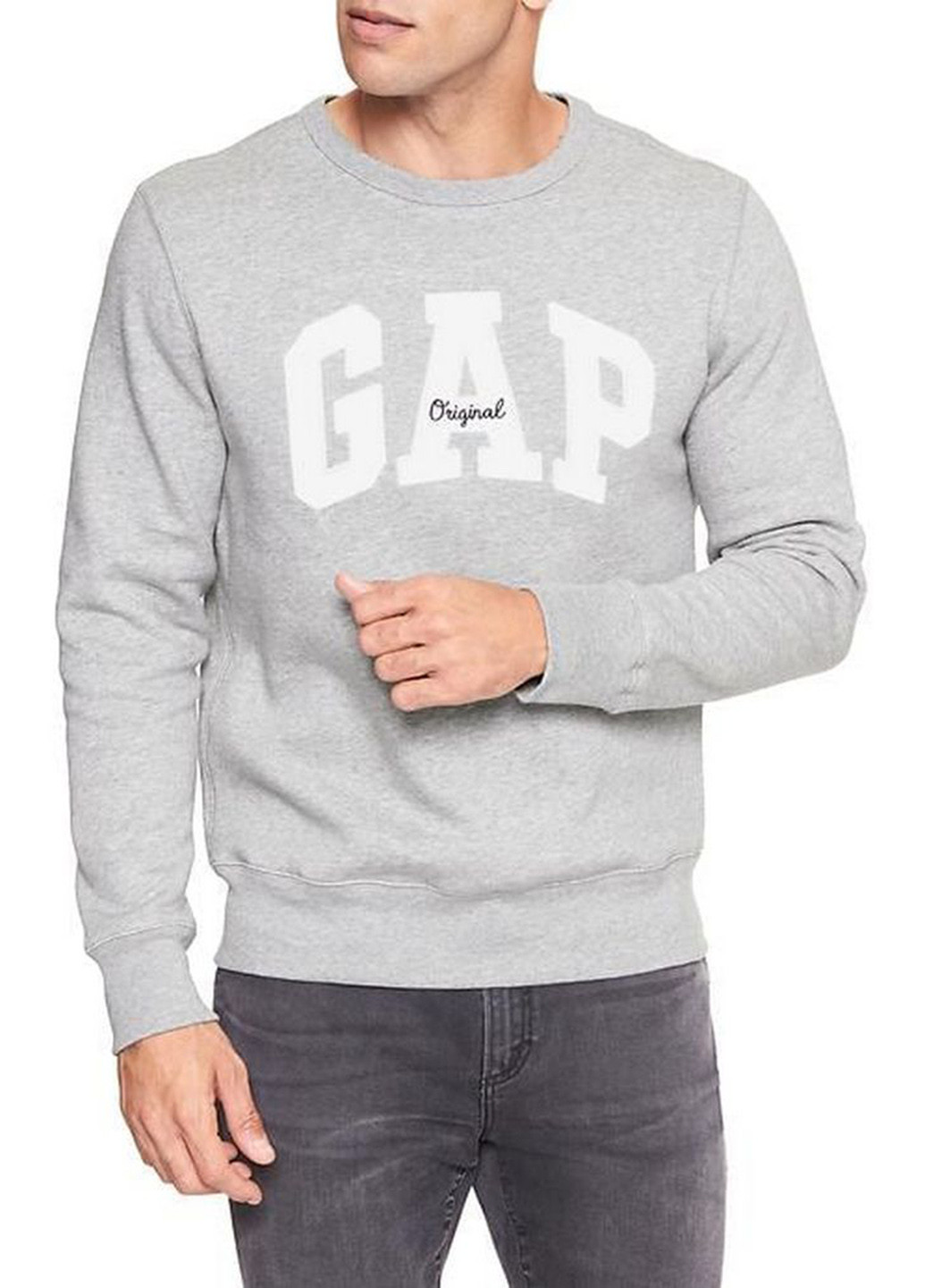 Gap свитшот логотип серый кэжуал хлопок, трикотаж