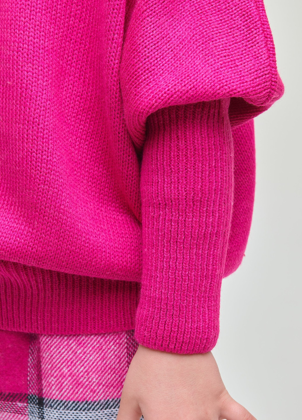 Малиновый демисезонный свитер вязаный малиновый фасон летучая мышь джемпер Yumster