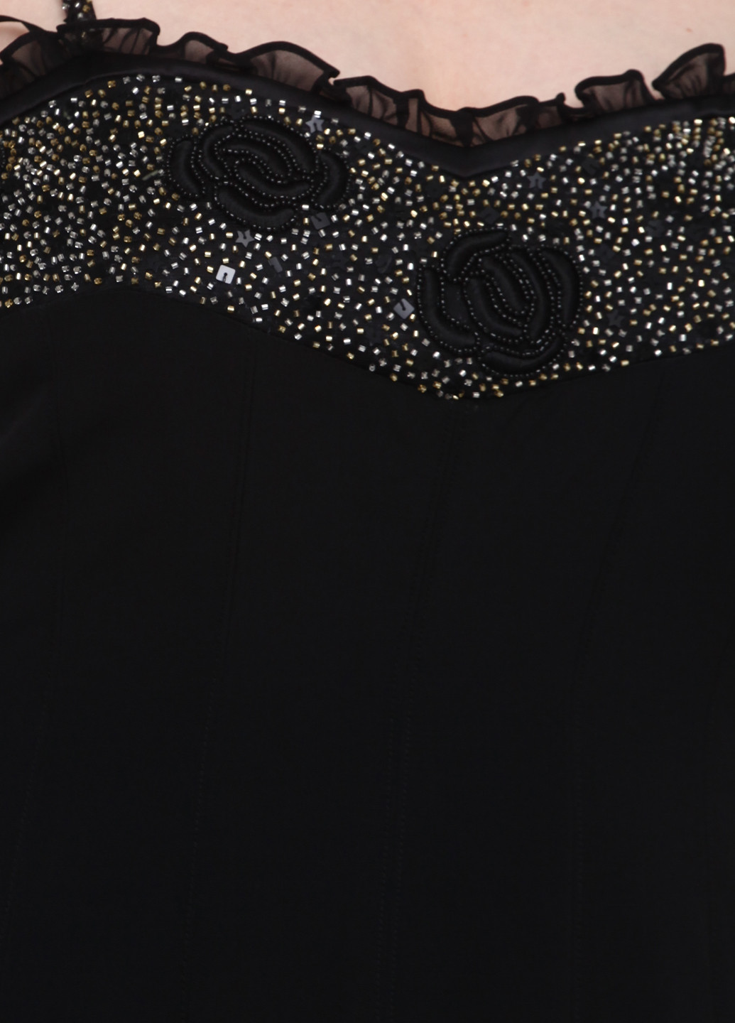 Чорна вечірня сукня з відкритими плечима Anife з абстрактним візерунком