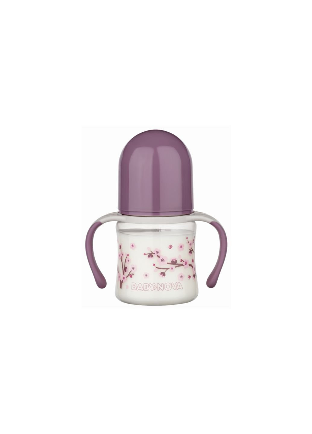 Бутылочка для кормления Декор, с широким горлышком и ручками, 150 мл, лиловый Baby-Nova (252192906)