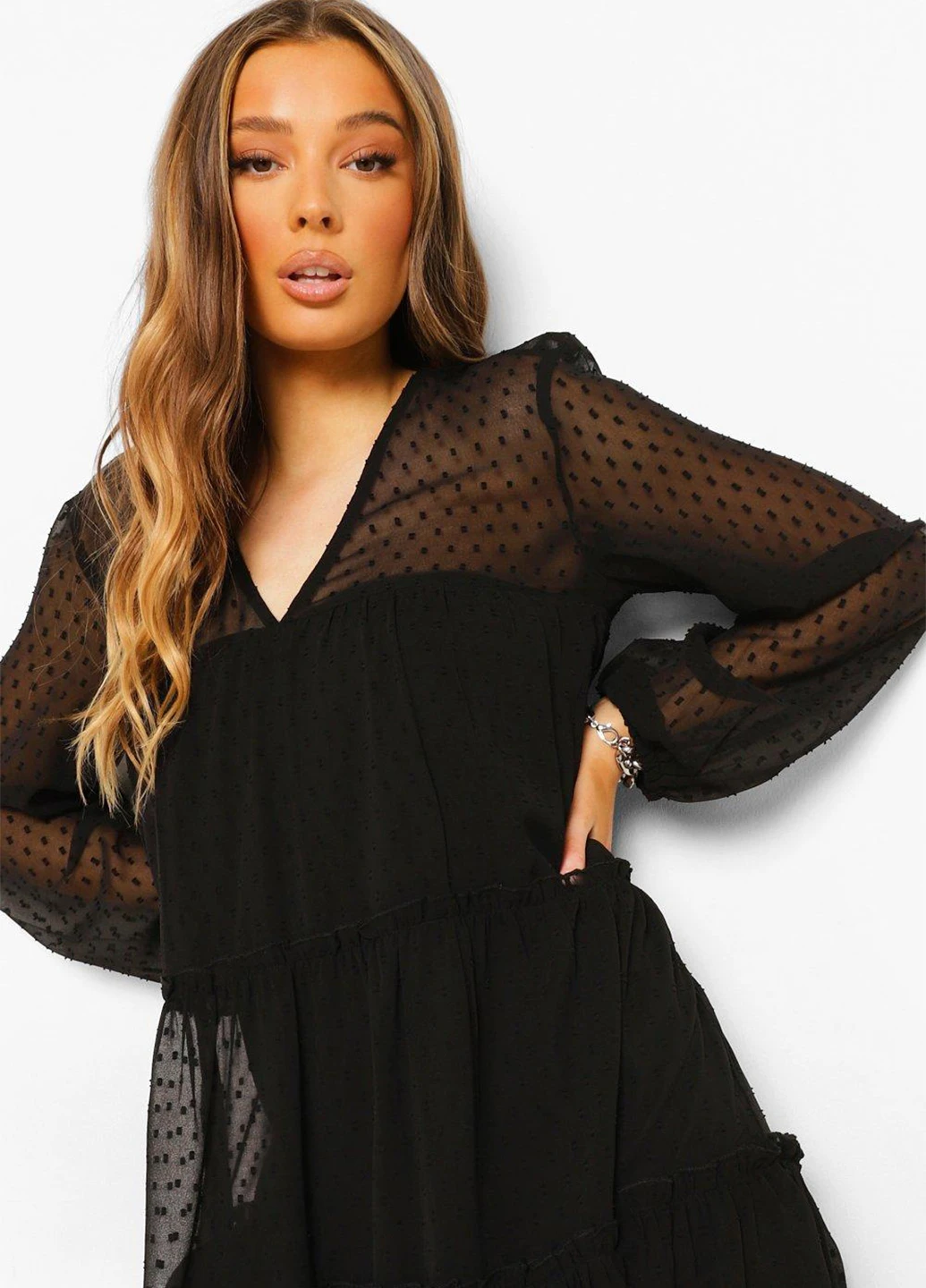Черное кэжуал платье оверсайз Boohoo однотонное