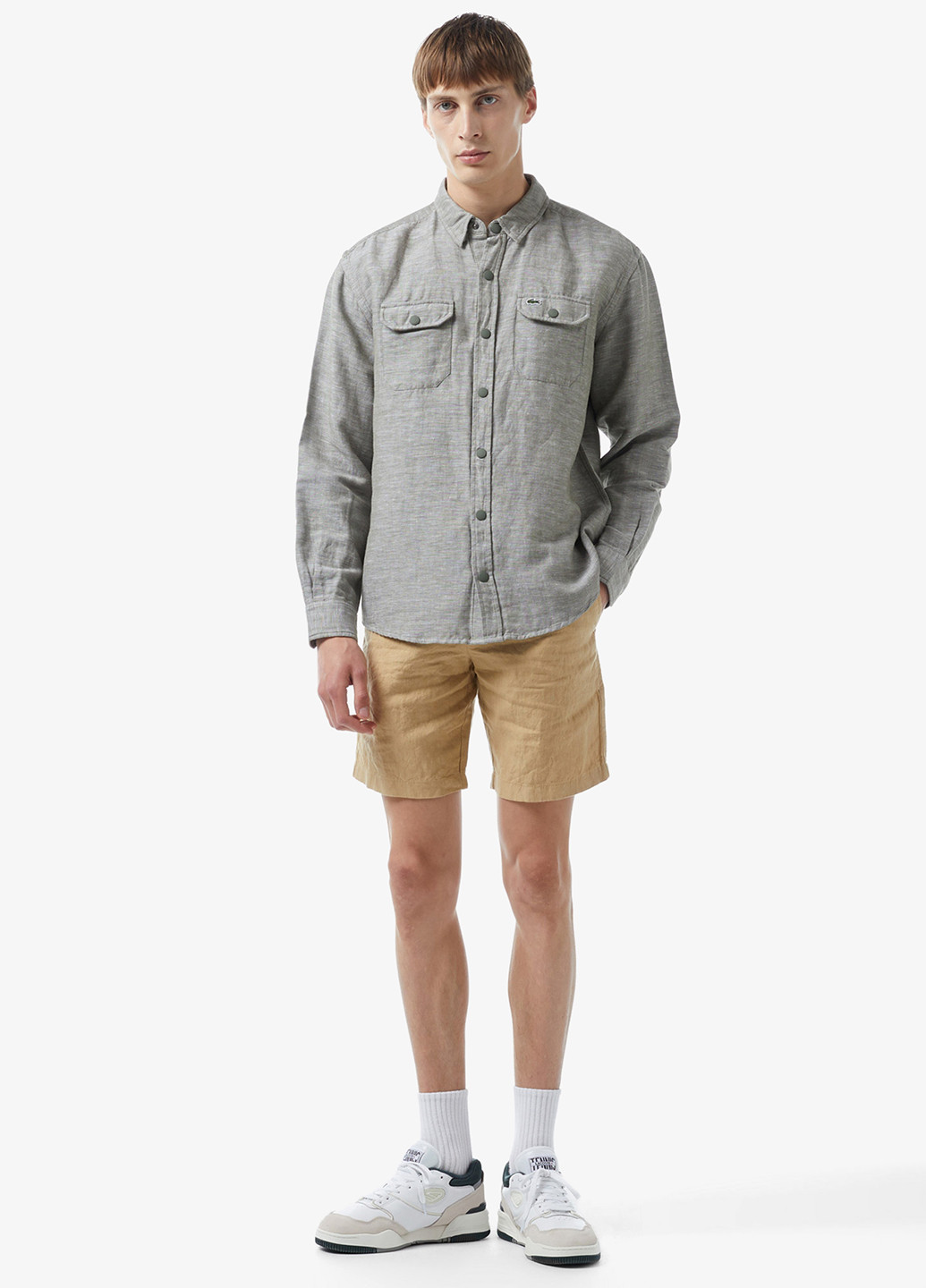 Серо-зеленая кэжуал рубашка меланж Lacoste