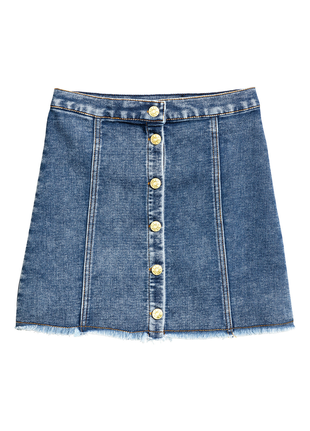 Джинсовая джинсовая однотонная юбка H&M а-силуэта (трапеция)