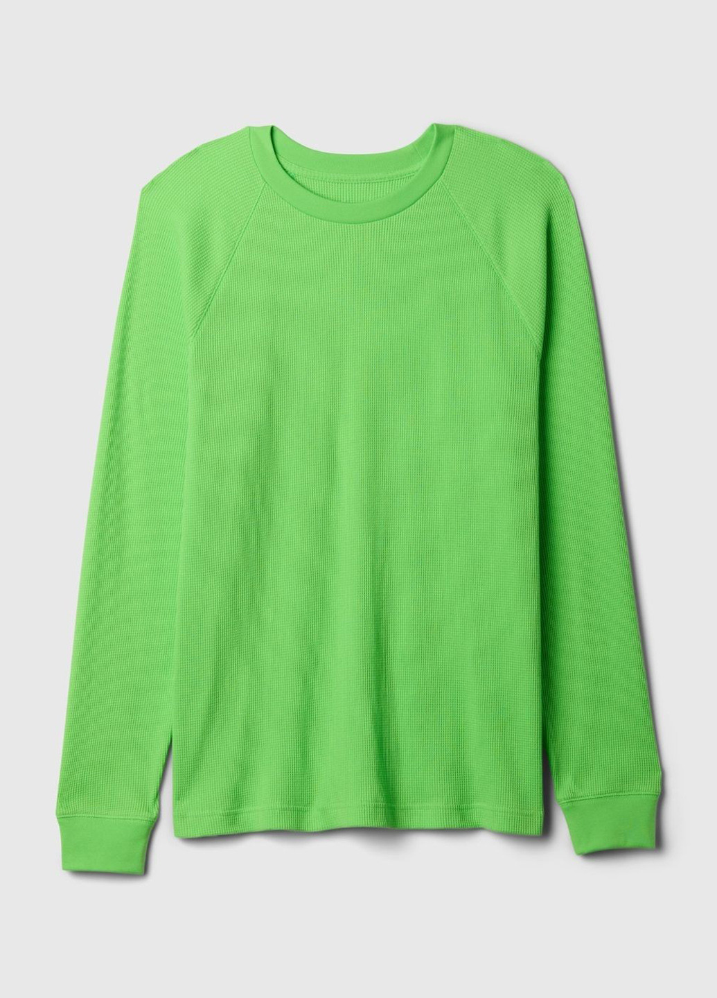 Лонгслів Gap однотонний салатовий домашні бавовна, вафельний