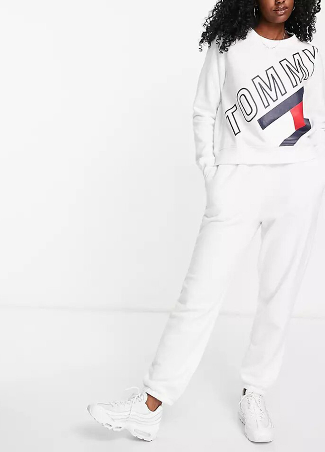 Tommy Hilfiger світшот логотип білий кежуал трикотаж, бавовна
