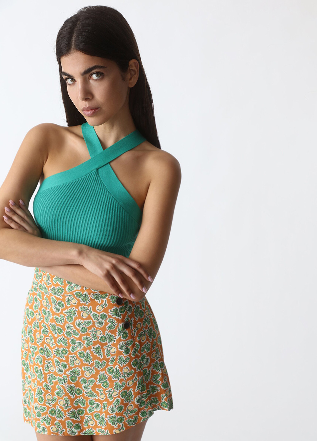 Оранжевая кэжуал с рисунком юбка Lefties