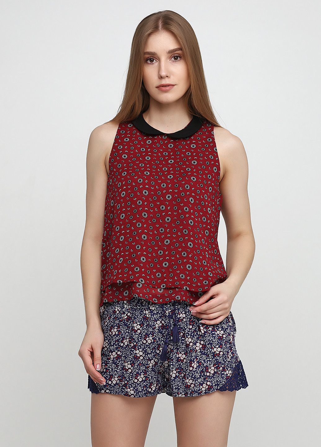 Бордовая летняя блуза Jennyfer