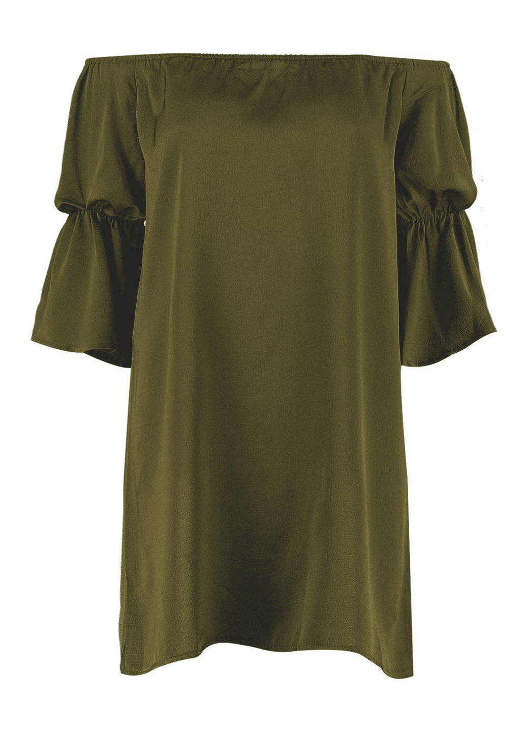 Оливковое (хаки) кэжуал платье а-силуэт Boohoo однотонное