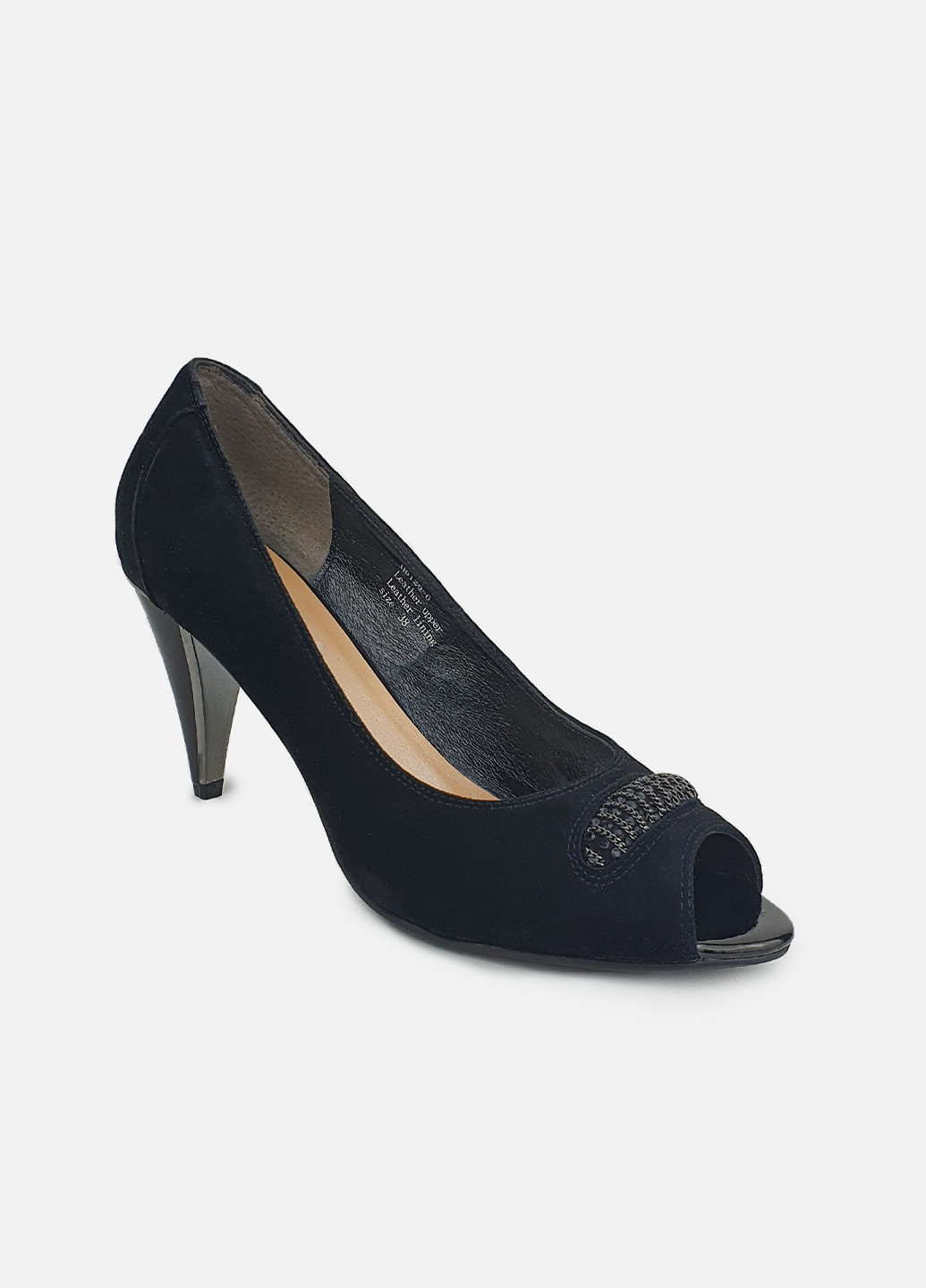 Женские туфли открытый носок черные летние замшевые Maria Moro