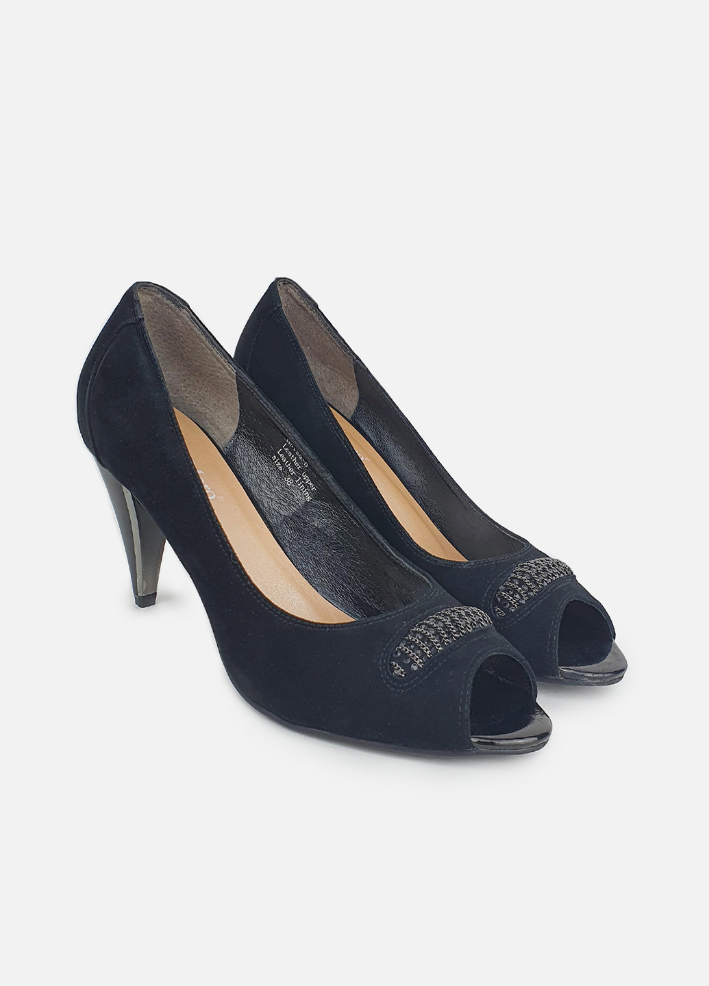 Жіночі туфлі відкритий носок, чорні замшеві літні Maria Moro лодочки (252654827)
