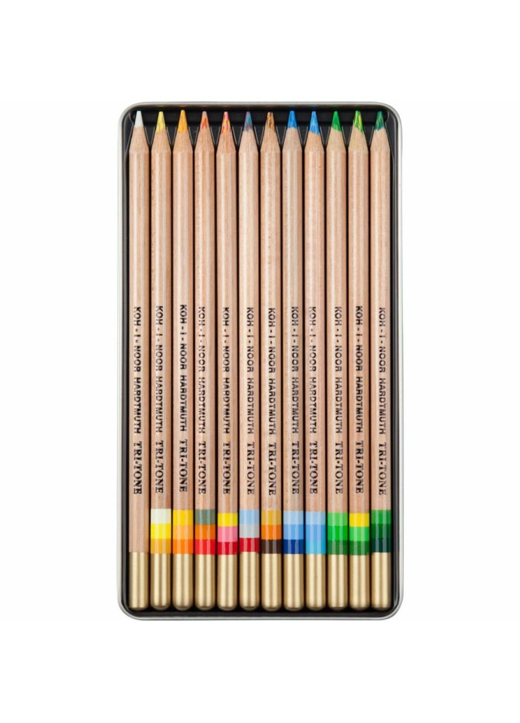 Карандаши цветные Tri-Tone 11 цветов + 1 карандаш-блендер в метал. пенале (3442) Koh-I-Noor (254068548)