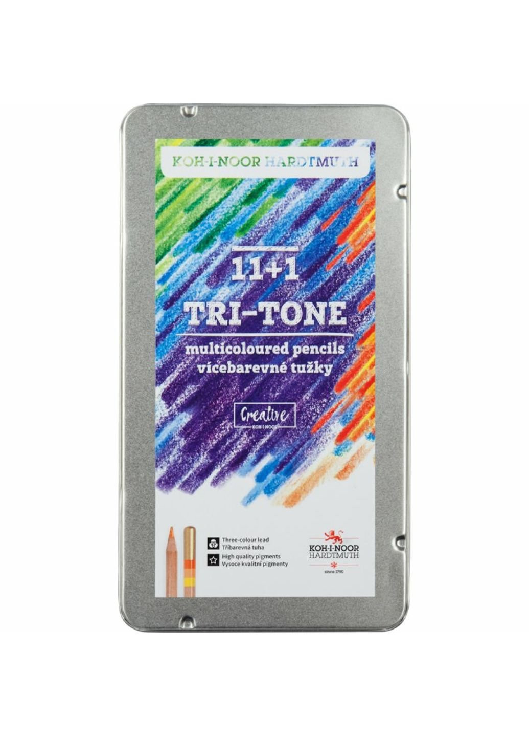 Карандаши цветные Tri-Tone 11 цветов + 1 карандаш-блендер в метал. пенале (3442) Koh-I-Noor (254068548)