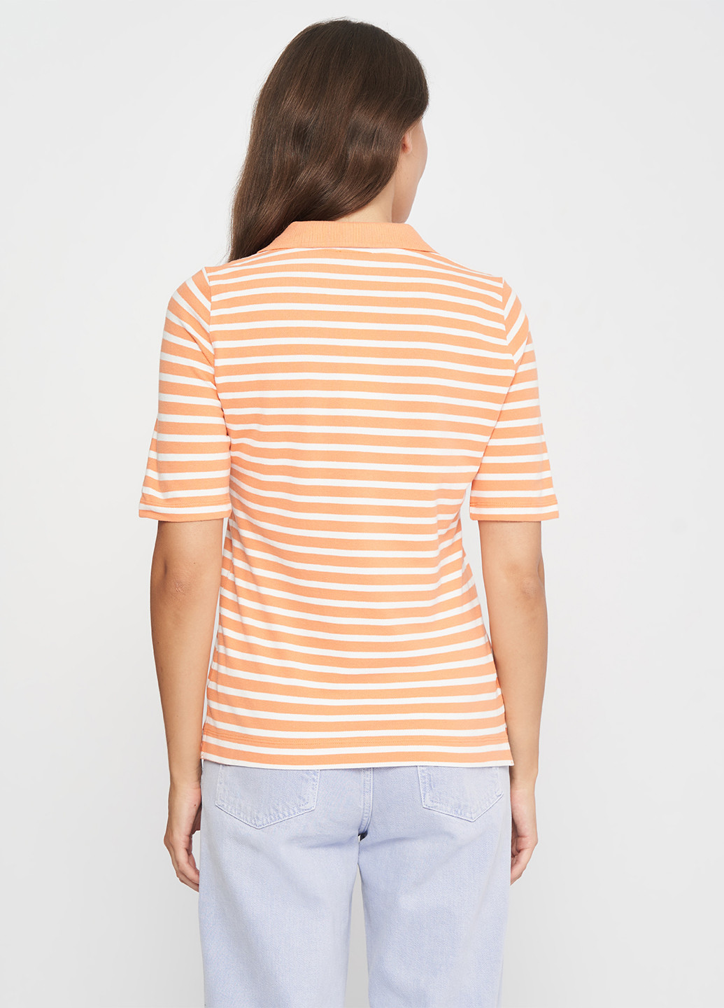 Оранжевая женская футболка-поло Tom Tailor в полоску
