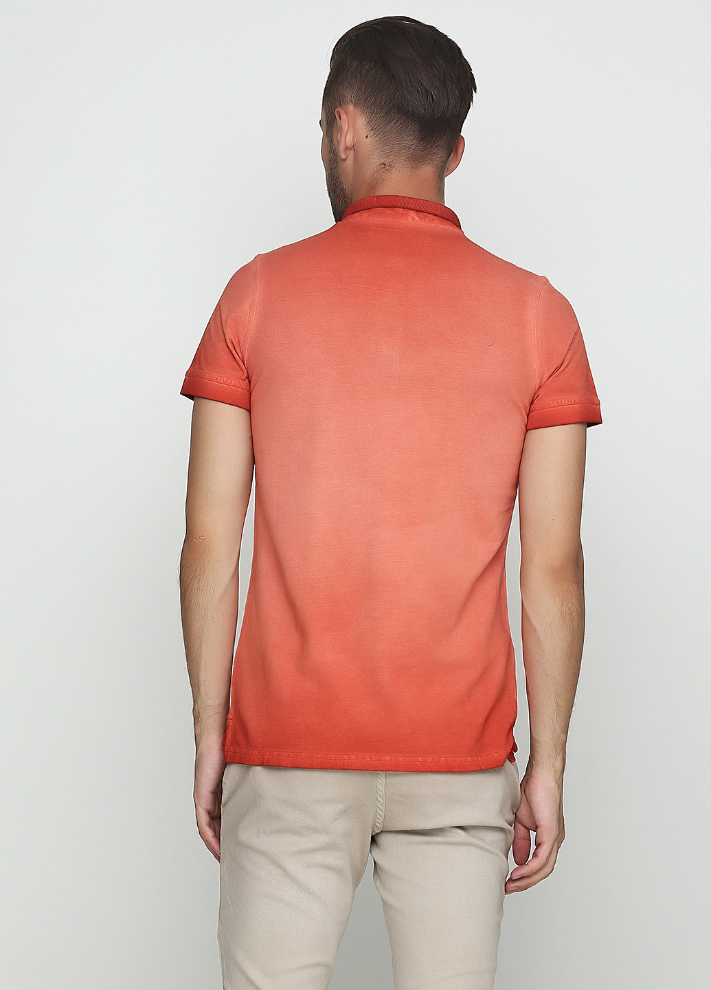 Оранжево-красная футболка-поло для мужчин De Kuba однотонная
