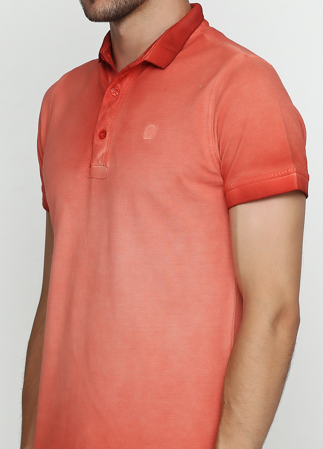 Оранжево-красная футболка-поло для мужчин De Kuba однотонная
