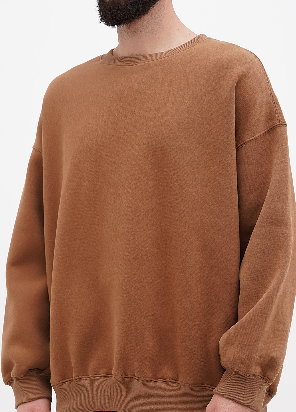 Коричневий світшот EFAN однотонний без декору (315024238)