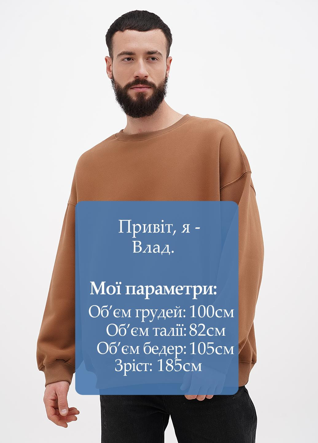 Коричневий світшот EFAN однотонний без декору (315024238)