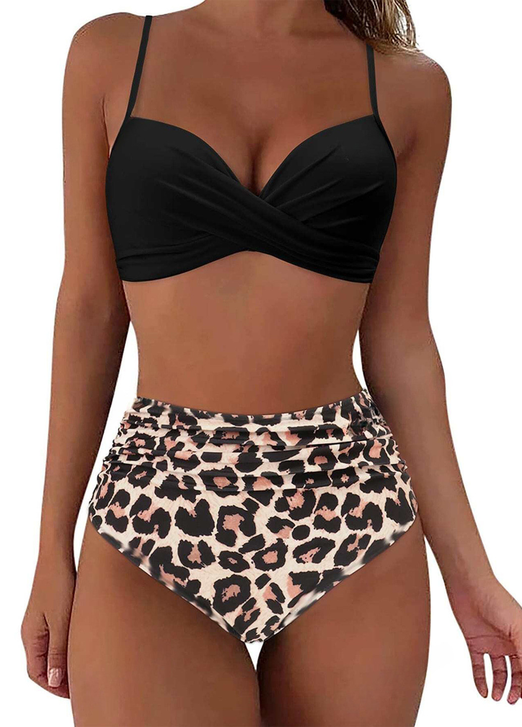 Комбинированный летний купальник (лиф, трусики) балконет, раздельный SHEIN