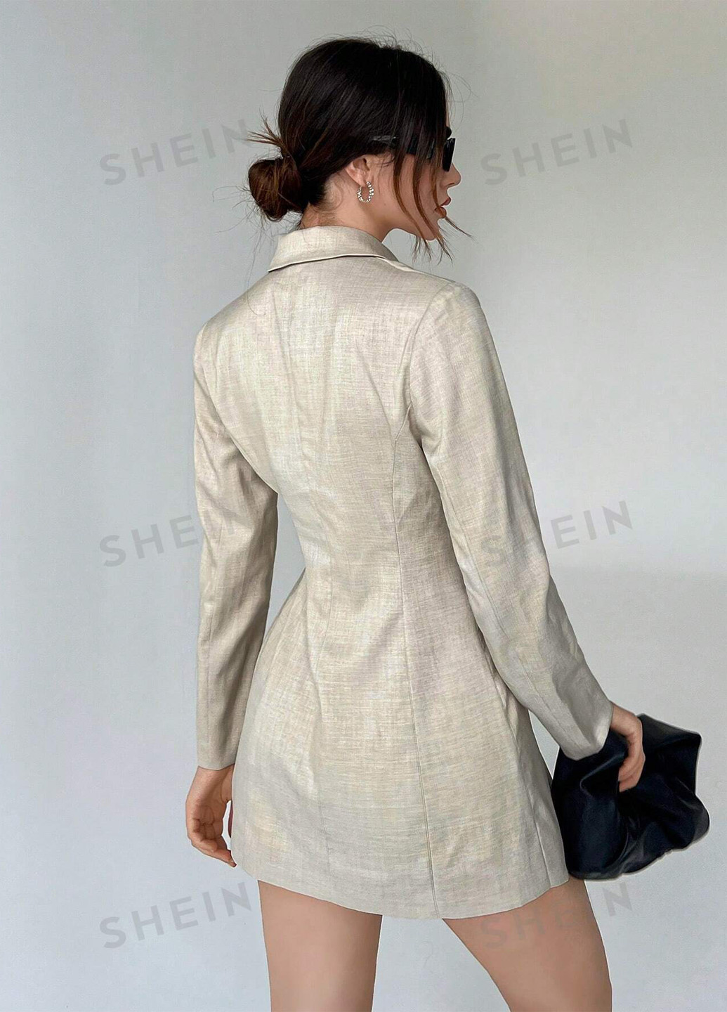 Срібна кежуал сукня сукня-жакет SHEIN однотонна